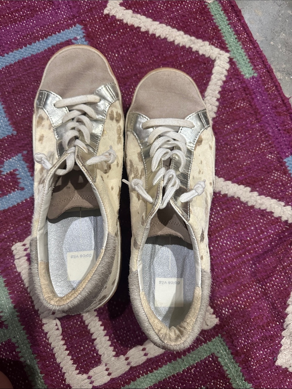 Dolce Vita Casual Neutral Lace-Up Women's Sneakers - Beige & Metallic